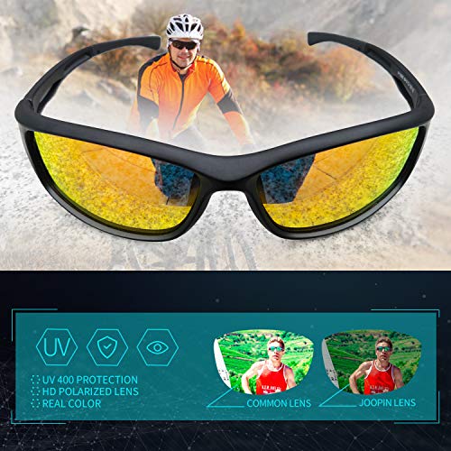 Joopin Gafas de Sol Deportivas Polarizadas con Protección UV 400 Gafas de Ciclismo, Bicicleta Montaña Moto, Golf y Deportes al Aire Libre para Hombres y Mujeres Lente de espejo rojo