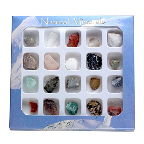 JSDDE - Caja con 20 piedras preciosas, naturales, pequeñas, con irregularidades diferentes, para decoración, colección de piedras y minerales