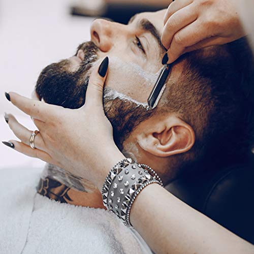 K5 International Navaja de Afeitar de Barbero Maquinilla de afeitar tradicional para barba Profesional Navaja de borde recto acero inoxidable para hombres y mujeres con 10 Cuchillas (Golden and Black)