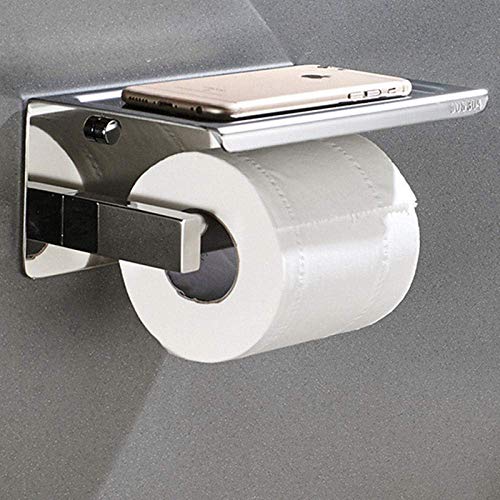 KAIBINY 304 Papel de Acero Inoxidable Sanitario sostenedor de Papel higiénico con el teléfono Plataforma Auto Adhesivo Rollo dispensador Accesorios de baño