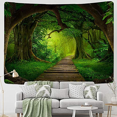 KHKJ Naturaleza Tapiz de Pared Árbol Bosque Cielo Estrellado Alfombra Tapices de Tela de Pared Tienda Hippie Árbol Mandala Tapiz Paisaje A4 150x130cm