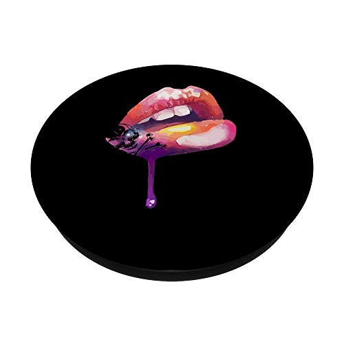 Kiss Lips And Skull Tattoo Inspired Sexy Lip Cool PopSockets PopGrip: Agarre intercambiable para Teléfonos y Tabletas