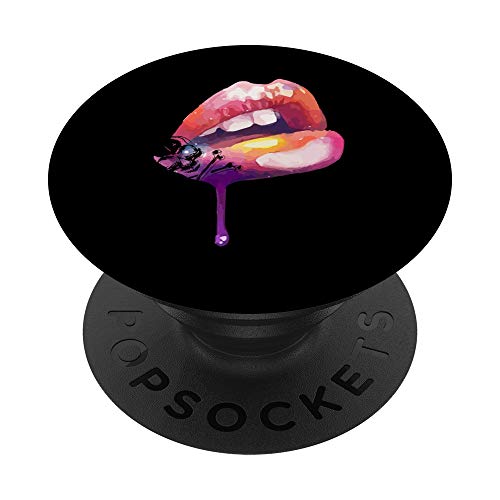 Kiss Lips And Skull Tattoo Inspired Sexy Lip Cool PopSockets PopGrip: Agarre intercambiable para Teléfonos y Tabletas