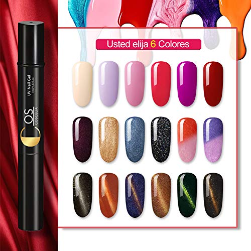 Kit de 3 en 1 Esmalte de Gel U-V de Uñas Usted elija 6 Colores Lápices de Un Paso de Uñas Semipermanente Manicura y Pedicura