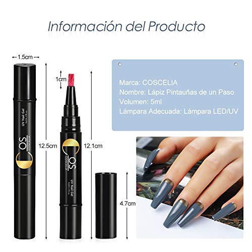 Kit de 3 en 1 Esmalte de Gel U-V de Uñas Usted elija 6 Colores Lápices de Un Paso de Uñas Semipermanente Manicura y Pedicura