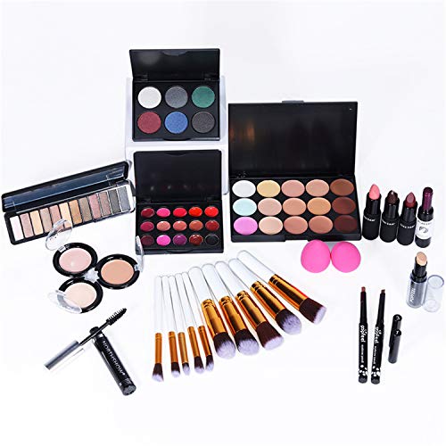 Kit de Maquillaje Profesional Completo, MKNZOME 29 piezas Set de Maquillaje Mujer con Estuches de Maquillaje Portátil Paletas de Sombras de Ojos Fundación barra de labios para Mujeres Niñas