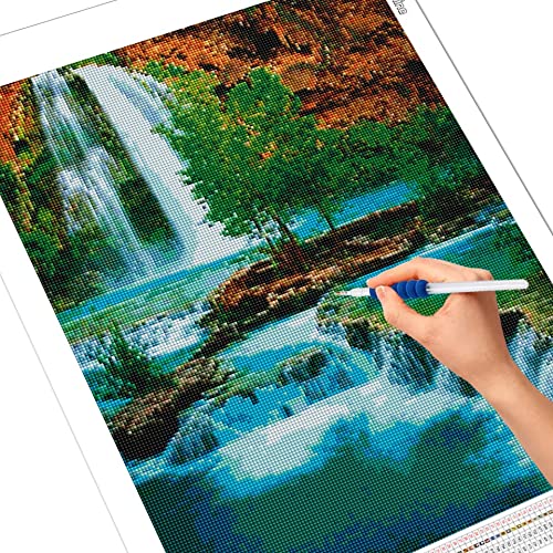 Kit de punto de cruz de cascada con pintura de diamantes, mosaico de diamantes, paisaje de bordado de cuentas de montaña, regalo de hobby hecho a mano A10 30x40cm