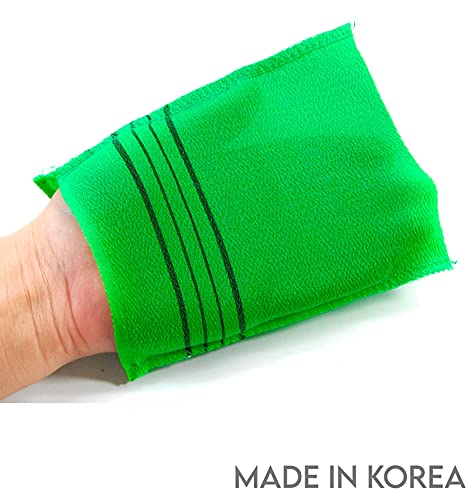 Korean Exfoliating Bath Washcloth [4 pcs] (Green) by TeChef Home by Korean Italy Towel