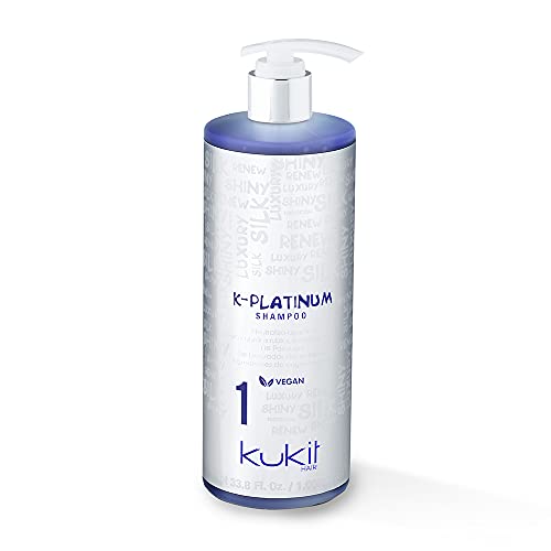 Kukit Hair - K-Platinum 1 | Champú Matizador Cabello Rubio, Mechas y Canas | Champú AntiAmarillo Matizador con Pigmentos Azules | Bote 300 ml