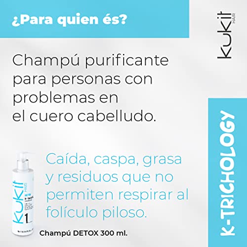 Kukit Hair - K-Trichology Detox 1 | Champú Purificante que Elimina Completamente los Residuos | Champú Profesional Repara y Protege | 300 ml