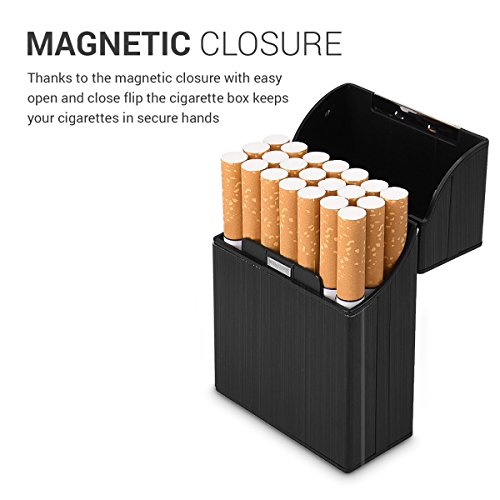 kwmobile Carcasa para Cigarrillos - Estuche Protector de plástico y Aluminio con Cierre magnético para cigarros - En Negro