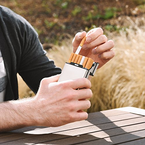 kwmobile Carcasa para Cigarrillos - Estuche Protector de plástico y Aluminio con Cierre magnético para cigarros - En Negro