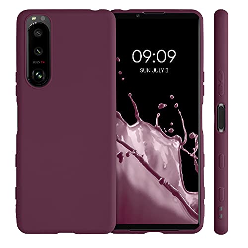 kwmobile Carcasa para Sony Xperia 5 III - Funda para móvil en TPU Silicona - Protector Trasero en Violeta Burdeos