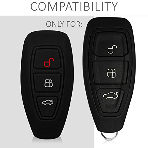 kwmobile Funda Compatible con Ford Llave de Coche Keyless Go de 3 Botones - Carcasa Protectora de Silicona para Llave de Coche - Case en Negro