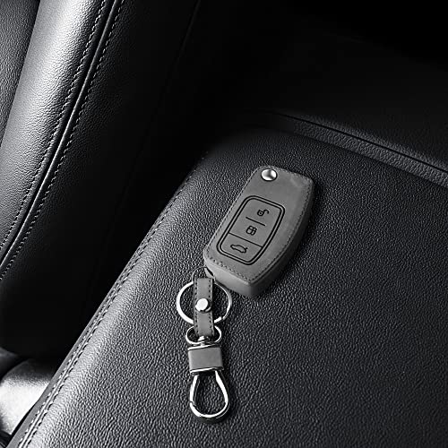 kwmobile Funda Compatible con Ford Llave de Coche Plegable de 3 Botones - Case de Piel de Nobuck sintética para Mando de Coche - de Aguja magnética Gris