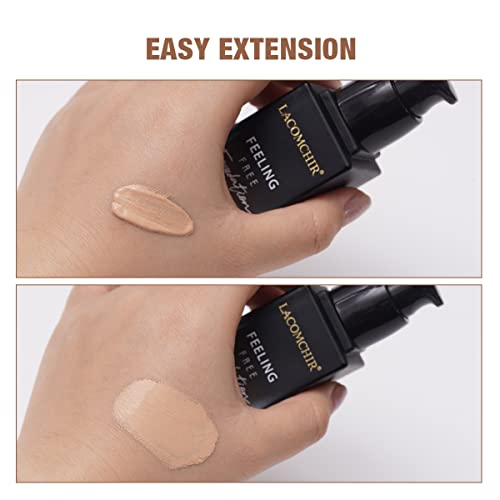 Lacomchir Feeling Free Base Maquillaje Cobertura Total 33 ml 24H Larga Duración Mate Foundation Líquido - Maquillaje Mujer - Antiarrugas y Reparadora - Waterproof - Vegano | Libre de Crueldad - LIGHT