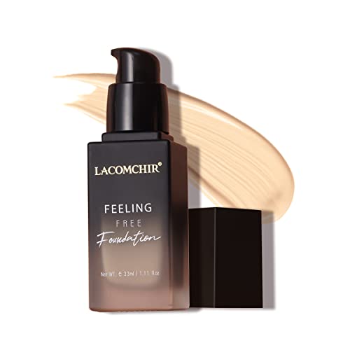 Lacomchir Feeling Free Base Maquillaje Cobertura Total 33 ml 24H Larga Duración Mate Foundation Líquido - Maquillaje Mujer - Antiarrugas y Reparadora - Waterproof - Vegano | Libre de Crueldad - LIGHT