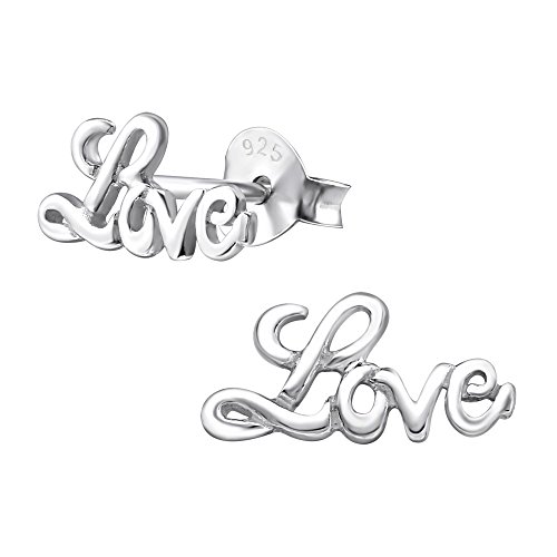 Laimons Pendientes para mujer Love Brillante Plata de ley 925