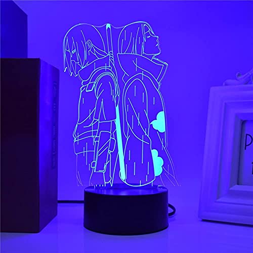 Lámpara de ilusión de luz de noche Led 3D Sensor Usb de Anime Itachi Sasuke figura de hermano decoración de dormitorio infantil juguete de escritorio