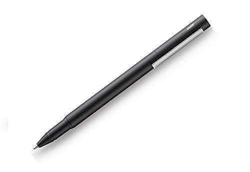 LAMY Pur 347 - Bolígrafo de aluminio en color negro mate con punta de metal y clip, acabado brillante, mina M 63 negra, trazo M M