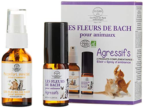 Las flores de Bach para animales ecológicos – Programa completo – 1 Elixir + spray de ambiente – Agressivos