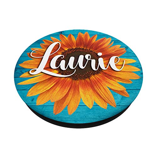 Laurie Nombre Sunflower-Aqua - Regalo estético para mujeres y niñas PopSockets PopGrip Intercambiable