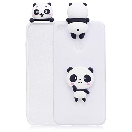 LAXIN Compatible with Huawei P8 Lite (2017) Case Silicone 3D Cute Pattern [White Panda] Girly Matte Cover Protective Ultra Thin Slim Bumper One Piece Shockproof for Girls Boys Men Women