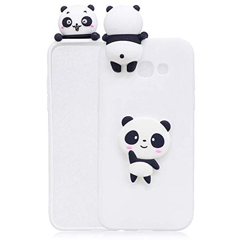 LAXIN Compatible with Samsung Galaxy A5 (2017) / A520 Case Silicone 3D Cute Pattern [White Panda] Girly Matte Cover Protective Ultra Thin Slim Bumper One Piece Shockproof for Girls Boys Men Women