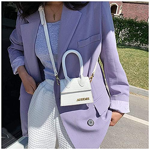 LEOCEE Mini monederos y bolsos de mano Jacquemus para mujer Bolso bandolera de marca famosa Bolsos de mano de diseñador de lujo Patrón de cocodrilo-Stone_White