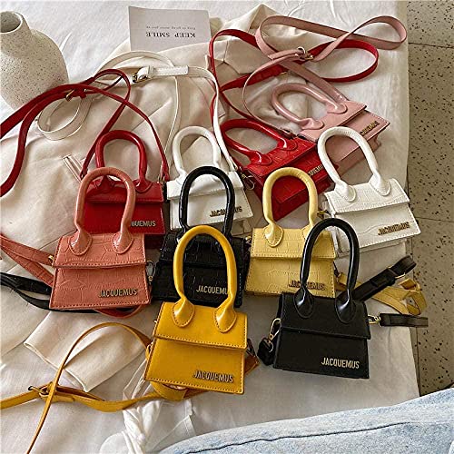 LEOCEE Mini monederos y bolsos de mano Jacquemus para mujer Bolso bandolera de marca famosa Bolsos de mano de diseñador de lujo Patrón de cocodrilo-Stone_White