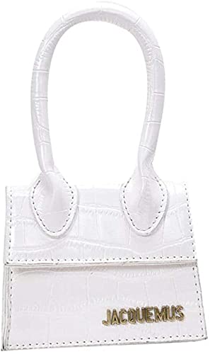 LEOCEE Mini monederos y bolsos de mano Jacquemus para mujer Bolso bandolera de marca famosa Bolsos de mano de diseñador de lujo Patrón de cocodrilo-Stone_White