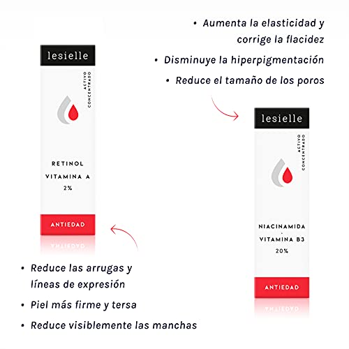 Lesielle S - Crema antiedad en 3 segundos - Retinol 2% - Niacinamida - Ácido Hialurónico - Resveratrol - Crema día y noche - Concentrada - Efectiva