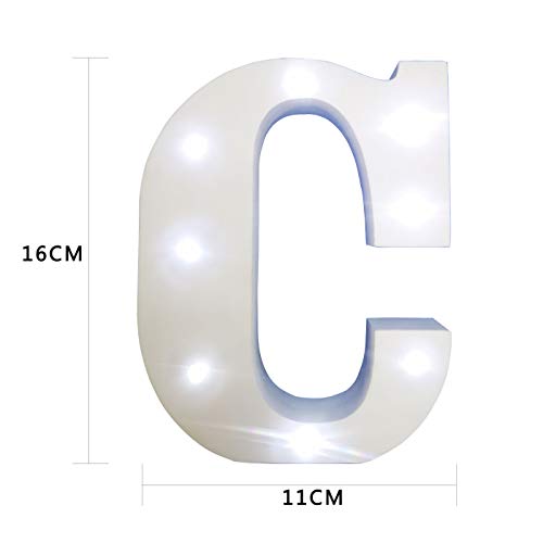 letras madera Letras Led Letras Luminosas Decorativas Letras Alphabet Light Luces De Espejo Del Alfabeto A-Z con Luces de LED para Decoración de DIY FIESTA Dormitorio Decoración de Navidad- Letra (C)