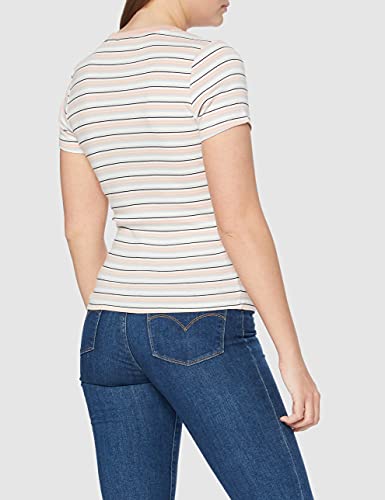 Levi's Camiseta de bebé SS Rib, Coco Stripe Evening Sands, XXS para Mujer