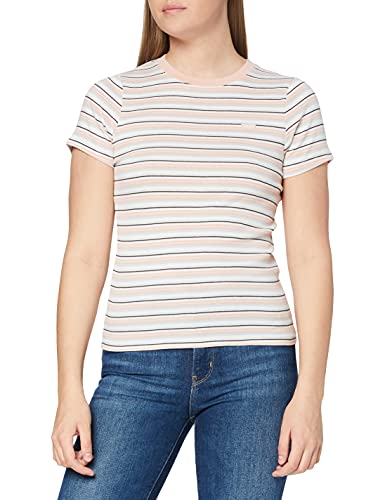 Levi's Camiseta de bebé SS Rib, Coco Stripe Evening Sands, XXS para Mujer