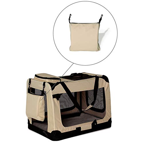 lionto Bolsa de Transporte para perros gatos box caja plegable (S) 50x34x36 cm Beige