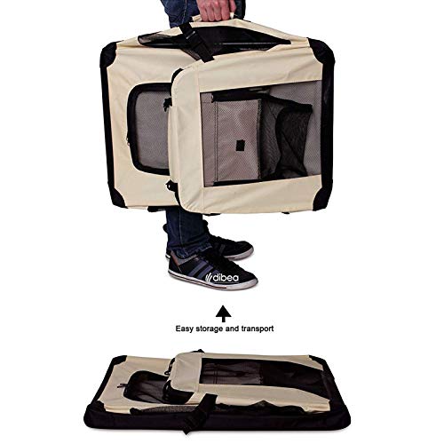 lionto Bolsa de Transporte para perros gatos box caja plegable (S) 50x34x36 cm Beige