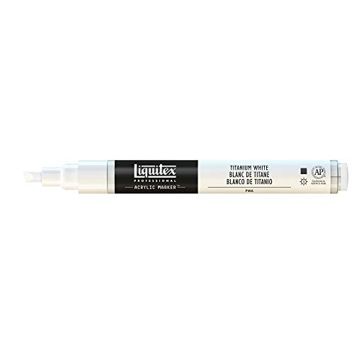 Liquitex Rotulador de Pintura acrílica, Punta Fina, Blanco de Titanio, 2 mm