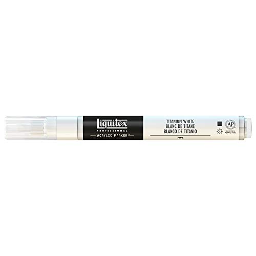 Liquitex Rotulador de Pintura acrílica, Punta Fina, Blanco de Titanio, 2 mm