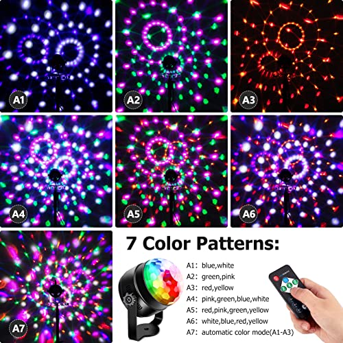 Litake Luces Discoteca, Últimas Luz de Fiesta 6 LED 7 Modo de Color Cambiante Bola Discoteca Sonido Activado DJ Luces con 4M USB Cable y Control Remoto para coches Fiesta de Navidad Pub Boda