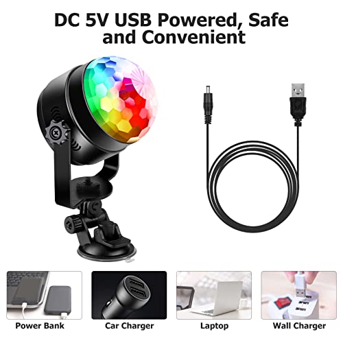 Litake Luces Discoteca, Últimas Luz de Fiesta 6 LED 7 Modo de Color Cambiante Bola Discoteca Sonido Activado DJ Luces con 4M USB Cable y Control Remoto para coches Fiesta de Navidad Pub Boda