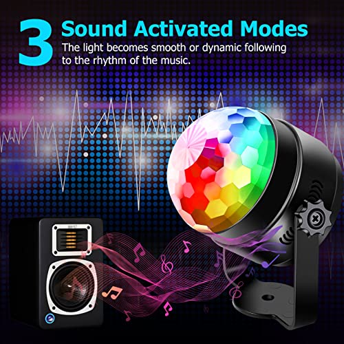 Litake Luces Discoteca, Últimas Luz de Fiesta 6 LED 7 Modo de Color Cambiante Bola Discoteca Sonido Activado DJ Luces con 4M USB Cable y Control Remoto para coches Fiesta de Navidad Pub Boda