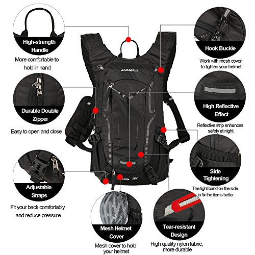 Lixada Mochila de Ciclismo Impermeable 18L Unisexo Respirable Ultraligero con Cubierta de Lluvia Mochila de Hombro para Ciclismo Montañismo Viajes