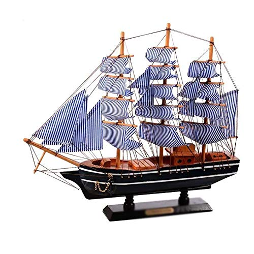 LIYT Velero Modelo Retro Mini Modelo velero de Madera de Estilo mediterráneo velero Modelo mediterráneo,Hoch 36 blaues segelboot