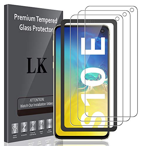 LK Compatible con Samsung Galaxy S10e Protector de Pantalla,3 Pack,9H Dureza Cristal Templado, Equipado con Marco de Posicionamiento,Vidrio Templado Screen Protector