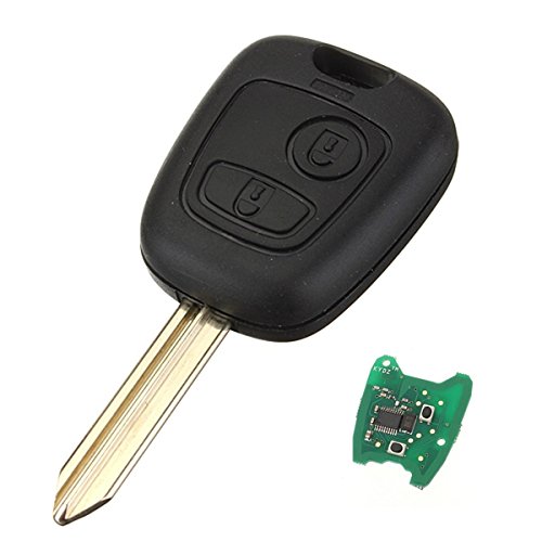 Llave con control remoto de la marca KATUR. 2 botones, hoja sin forma tallada, para Citroën Saxo, Picasso, Xsara, Berlingo. Con chip programable, frecuencia de 433 mHz