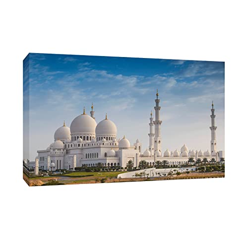 LLDTYWZM Póster de pared islámico de la Gran Mezquita de Sheikh Zayed Abu Dhabi EAU Póster de arquitectura para decoración del hogar, regalo para musulmanes (12 x 18 pulgadas, marco de madera)