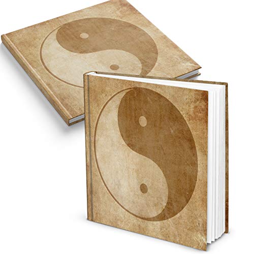 Logbuch-Verlag Yin y Yang Cuaderno cuadrado 21 x 21 cm – Símbolo libro marrón beige vintage – Diario de meditación regalo Navidad cumpleaños