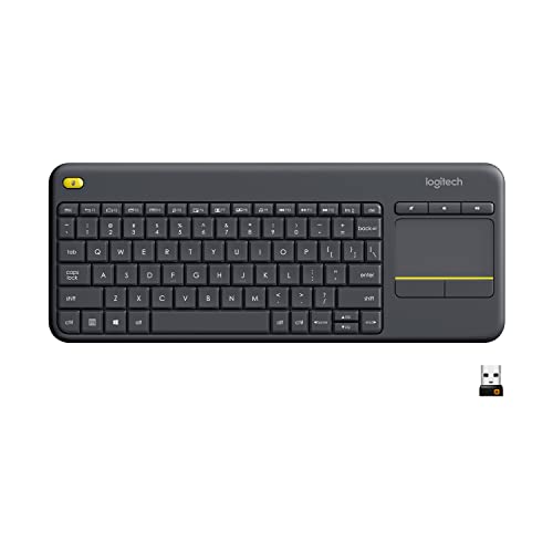 Logitech K400 Teclado Táctil Inalámbrico Plus para TV con un Control Multimedia y Panel Táctil, Teclado HTPC para TV conectada a PC, Windows, Android, Chrome OS, Portátil, QWERTY Español - Negro