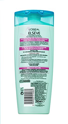 L'Oréal Paris, Elsève Champú extraordinario de arcilla, de 250 ml, 4 unidades